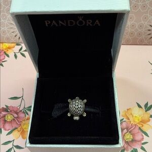 Pandora Silver Turtle Charm with Sparkling Accents